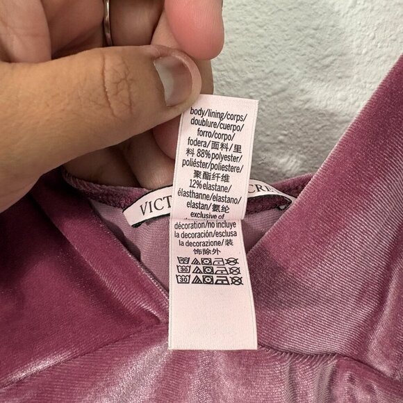 Victoria's Secret Slip V-Neck Velvet Dress Pink Size M Adjustable Straps - Picture 7 of 7